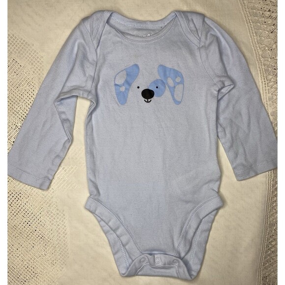 Bundles Baby Place Other - Bundles Baby Place Baby Boy Long Sleeve Light Blue Dog Face Bodysuit, Size 0-3 M